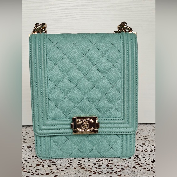CHANEL Light Green Quilted Backpack - Picture 1 of 5